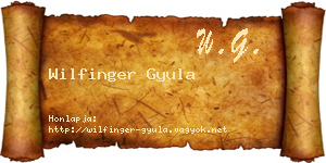 Wilfinger Gyula névjegykártya
